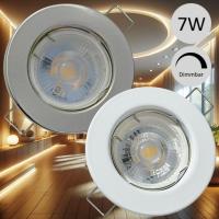 LED Einbaustrahler Tom / 230Volt / 7Watt / Dimmbar / Starr / Silber oder Weiss